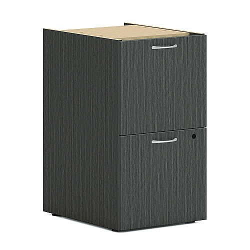HON Mod L-Station Double Pedestal Desk Bundle, 66" x 72" x 29", Slate Teak (MOD072)