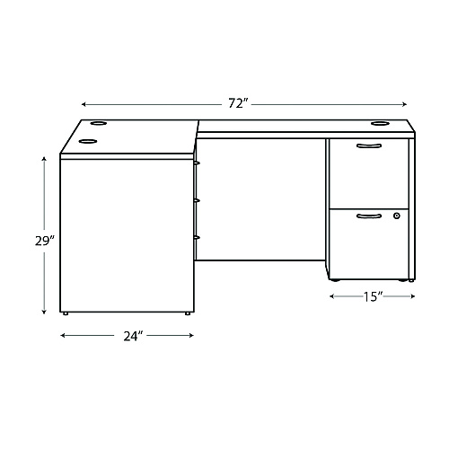 HON Mod L-Station Double Pedestal Desk Bundle, 66" x 72" x 29", Traditional Mahogany (MOD073)