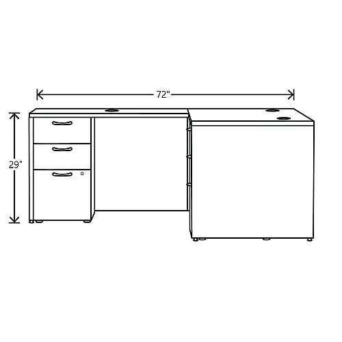 HON Mod L-Station Double Pedestal Desk Bundle, 60" x 72" x 29", Slate Teak (MOD187)
