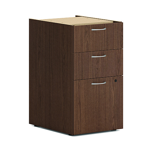 HON Mod L-Station Double Pedestal Desk Bundle, 66" x 72" x 29", Sepia Walnut (MOD074)