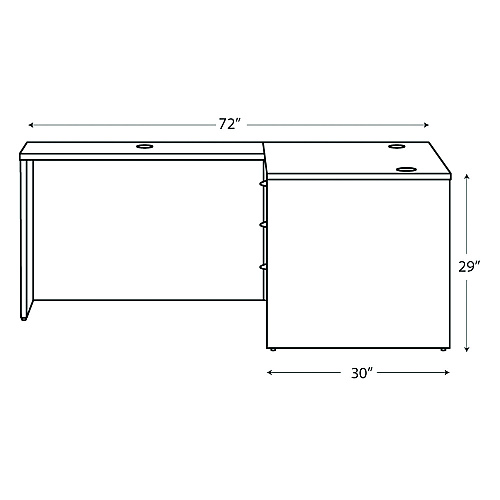 HON Mod L-Station Single Pedestal Desk Bundle, 60" x 72" x 29", Java Oak (L6072L1BBFJA)