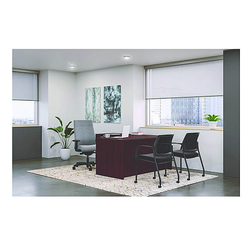 HON Mod L-Station Single Pedestal Desk Bundle, 60" x 72" x 29", Mahogany (MOD193)