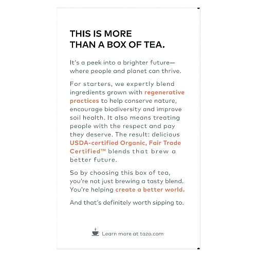 Tazo Tea Bags, Organic Refresh Mint, 16/Box, 6 Boxes/Carton (00350)
