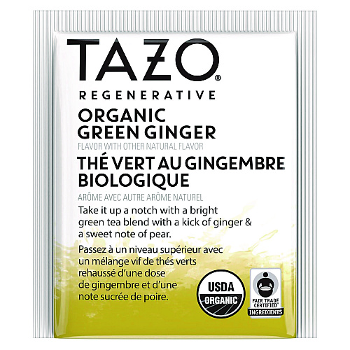 Tazo Tea Bags, Organic Green Ginger, 16/Box, 6 Boxes/Carton (00356)