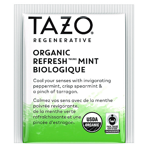Tazo Tea Bags, Organic Refresh Mint, 16/Box, 6 Boxes/Carton (00350)