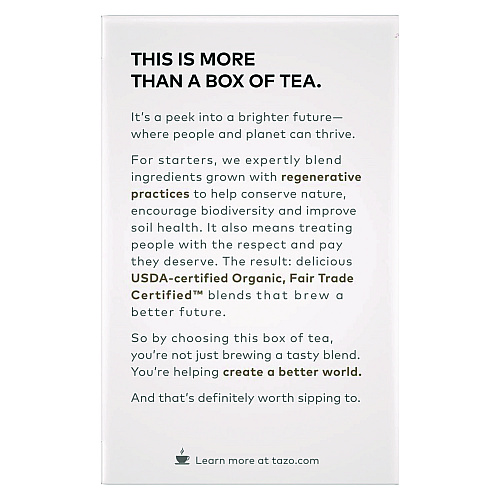 Tazo Tea Bags, Organic Awake English Breakfast, 16/Box, 6 Boxes/Carton (00303)