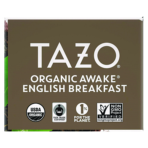 Tazo Tea Bags, Organic Awake English Breakfast, 16/Box, 6 Boxes/Carton (00303)