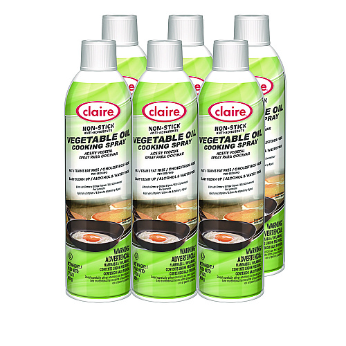 Claire Vegetable Oil Cooking Spray, 17 oz Aerosol Spray Can, 6/Carton (829)