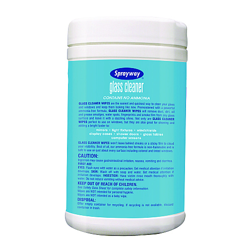 Sprayway Glass Cleaner Wipes, 1-Ply, 10 x 12, White, 6/Carton (933)