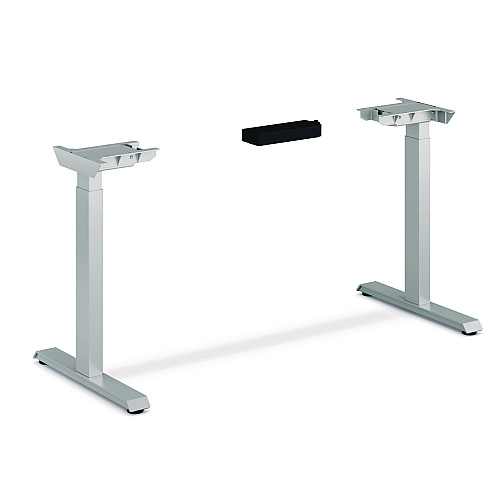 HON Mod Height Adjustable Desk Bundle, 60" x 30" x 27.5" to 46.75", Slate Teak/Silver (MOD052)