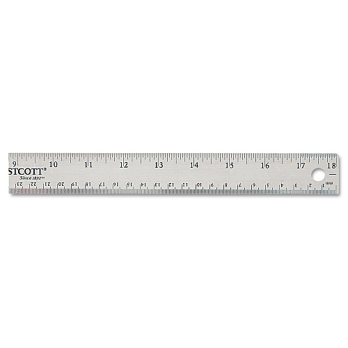 Westcott Stainless Steel Office Ruler With Non Slip Cork Base, Standard/Metric, 18" Long (10417)