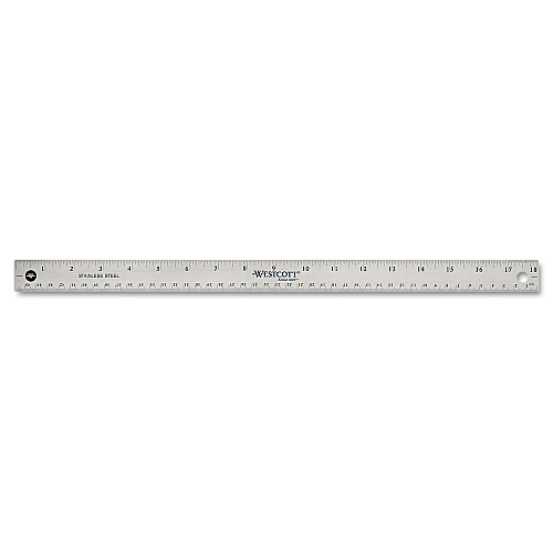 Westcott Stainless Steel Office Ruler With Non Slip Cork Base, Standard/Metric, 18" Long (10417)