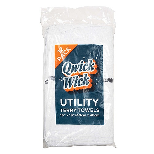 Qwick Wick Bar Mop Towel 30oz Black Stripe - Pack Of 12 (P-N030-W65BLK-5DZ)