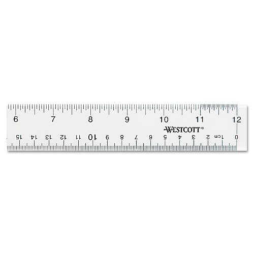 Westcott Clear Flexible Acrylic Ruler, Standard/Metric, 12" Long, Clear (10562)