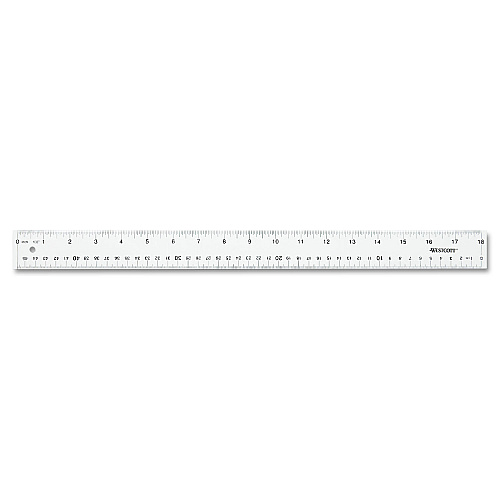 Westcott Clear Flexible Acrylic Ruler, Standard/Metric, 18" Long, Clear (10564)