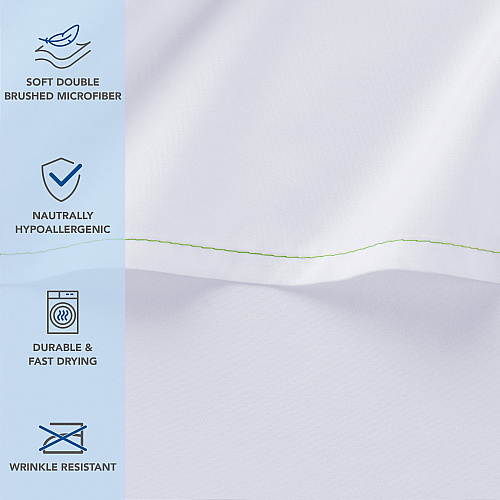 Host & Home Microfiber Flat Sheets King - White W/ Green Hem - Pack Of 6 (P-MFS-108110)