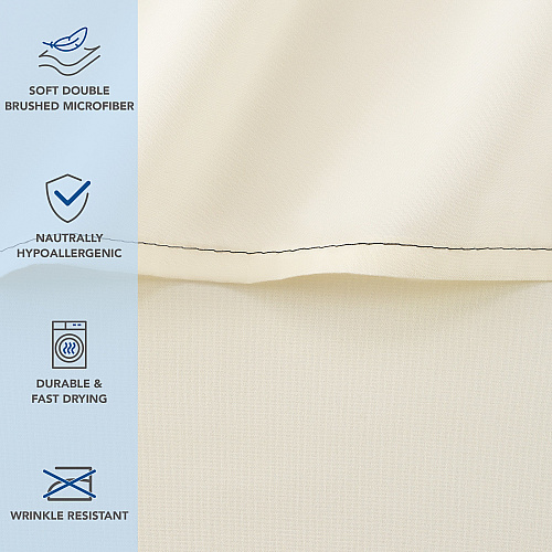 Host & Home Microfiber Flat Sheets Twin - Ivory W/ Black Hem - Case Of 24 (MFS-66104-IV)