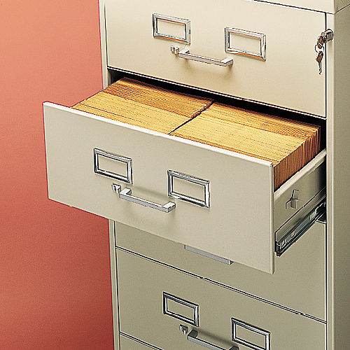 Tennsco Six-Drawer Multimedia/Card File Cabinet, Putty, 21.25" x 28.5" x 52" (CF669PY)