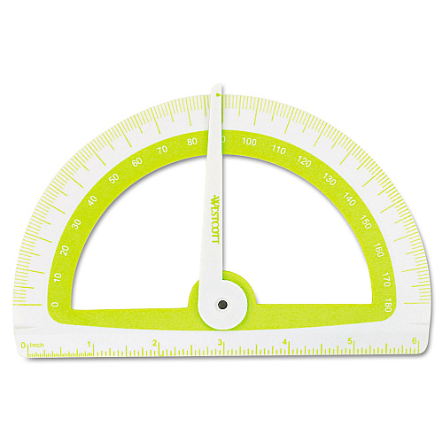 Westcott Soft Touch School Protractor with Antimicrobial Product Protection, Plastic, 6" Ruler Edge, Assorted Colors (14376)