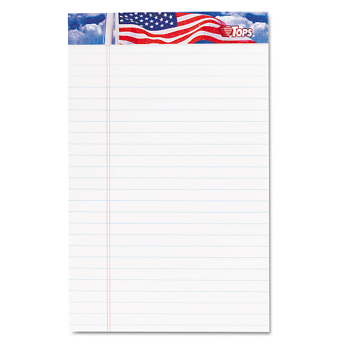 TOPS American Pride Writing Pad, Narrow Rule, Red/White/Blue Headband, 50 White 5 x 8 Sheets, 12/Pack (75101)
