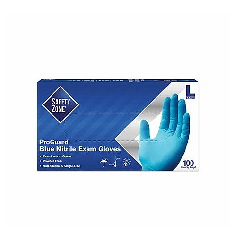 Safety Zone Nitrile Powder Free 3 Mil Exam Gloves Blue Lrg, Case Of 1000 (GNPR-LG-1A)