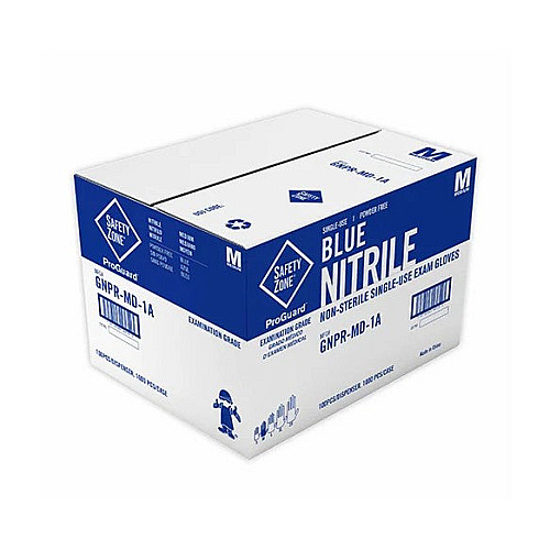 Safety Zone Nitrile Powder Free 3 Mil Exam Gloves Blue Med, Case Of 1000 (GNPR-MD-1A)
