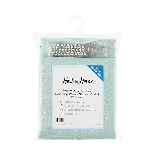 Host & Home Poly Shower Curtain Set 72x72 Raindrop Silt Green - 1 Set (P-SCSET-7272-GR)