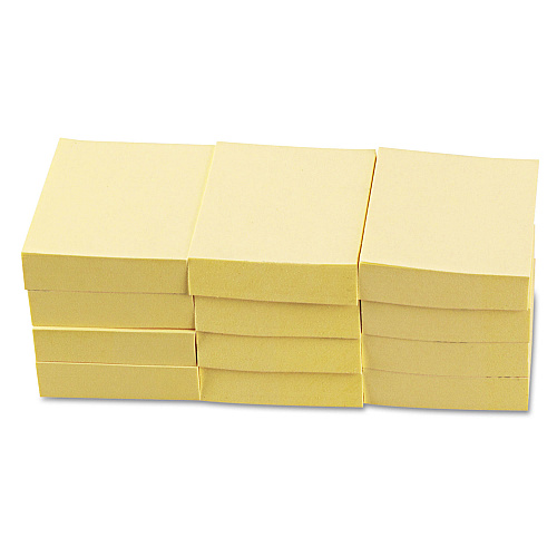 Universal Recycled Self-Stick Note Pads, 1.5" x 2", Yellow, 100 Sheets/Pad, 12 Pads/Pack (UNV28062)