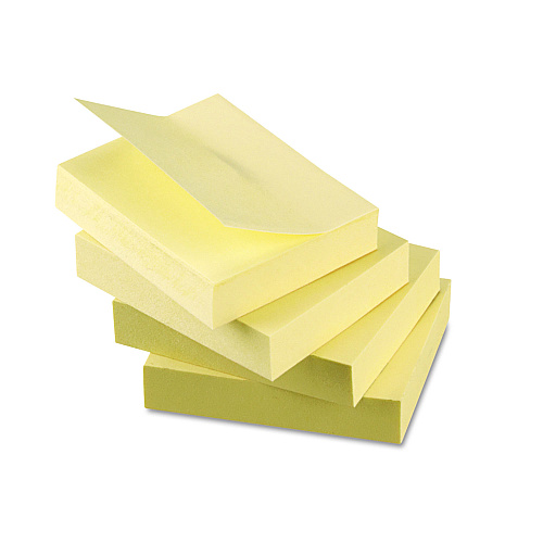 Universal Recycled Self-Stick Note Pads, 1.5" x 2", Yellow, 100 Sheets/Pad, 12 Pads/Pack (UNV28062)