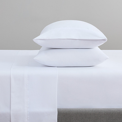 T180 Flat Bed Sheets White Queen - Case Of 24 (T180-90110)