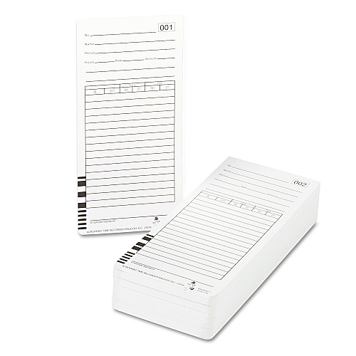 Time Clock Cards for Acroprint ES1000, Two Sides, 3.5 x 7, 100/Pack (099111000)