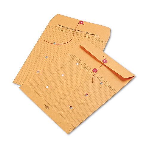 Universal Light Brown Kraft String/Button Interoffice Envelope, #97, Two-Sided Five-Column Format, 10 x 13, Light Brown Kraft, 100/Box (UNV63568)