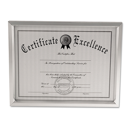 Universal Plastic Document Frame, for 8.5 x 11, Easel Back, Metallic Silver (UNV76853)
