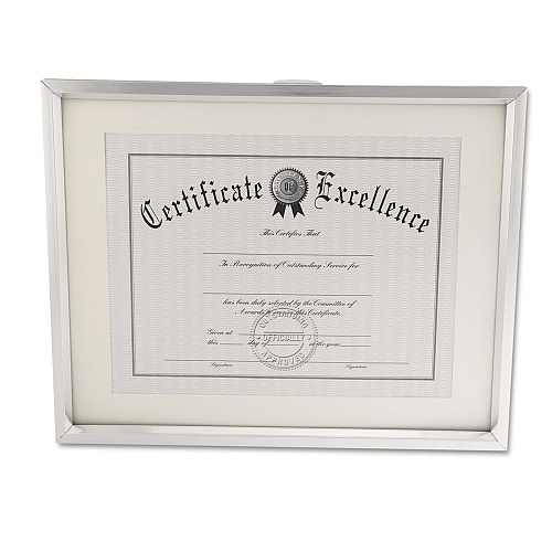 Universal Plastic Document Frame with Mat, 11 x 14 and 8.5 x 11 Inserts, Metallic Silver (UNV76854)