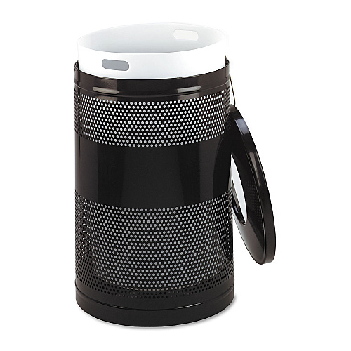 Rubbermaid Commercial Classics Perforated Open Top Receptacle, 51 gal, Steel, Black (S55ETBK)