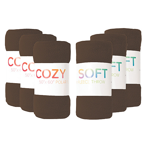 Cozy Soft Polar Fleece Throw 50x60 Brown - Case Of 12 (FLC-PLR-5060-BR)