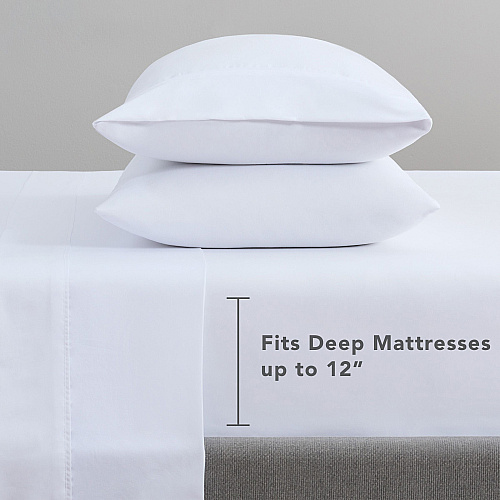 Host & Home Microfiber Fitted Sheets King - White W/ Green Hem - Case Of 24 (MFS-788012)