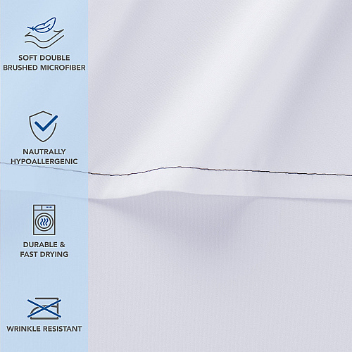 Host & Home Microfiber Flat Sheets Twin - White W/ Black Hem - Pack Of 6 (P-MFS-66104)