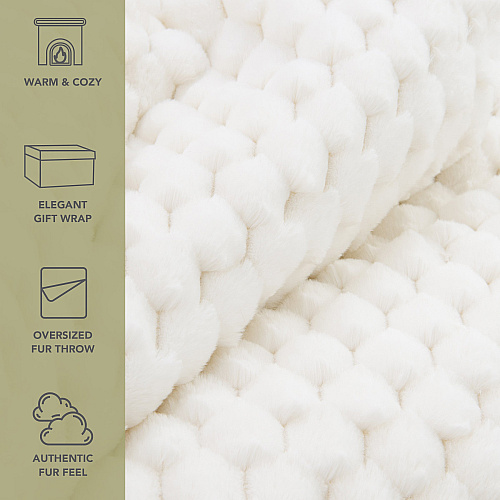 Aston & Arden Cottontail Faux Fur Throw 50x70 Ivory - 1 Blanket (P-TH-FF-5070-IV)