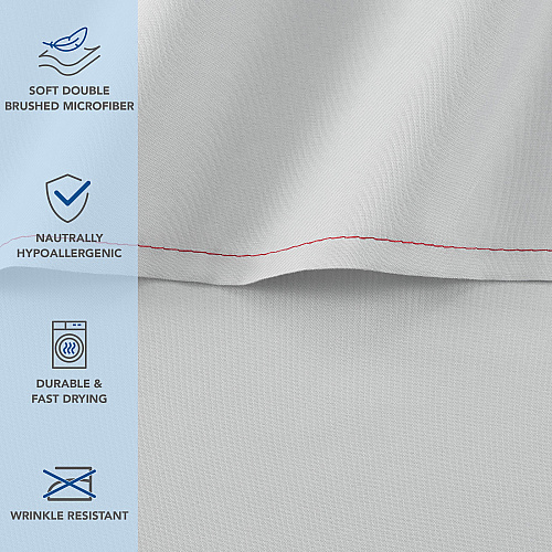 Host & Home Microfiber Flat Sheets Full - Gray W/ Red Hem - Pack Of 6 (P-MFS-81108-GY)