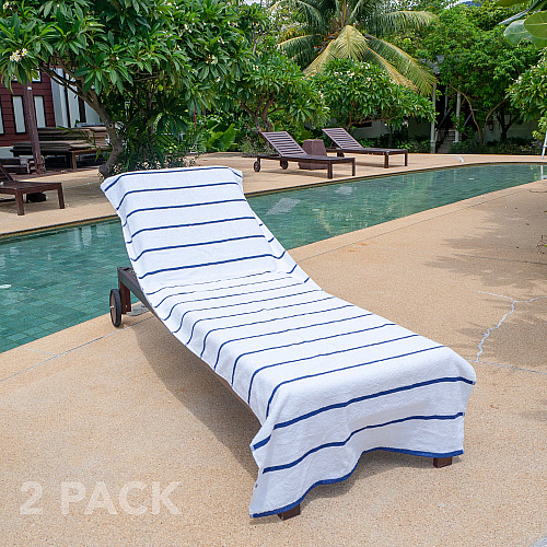 Las Rayas Chaise Cover 30x85 Navy - Pack Of 2 (CC-HS3085NV-2PK)