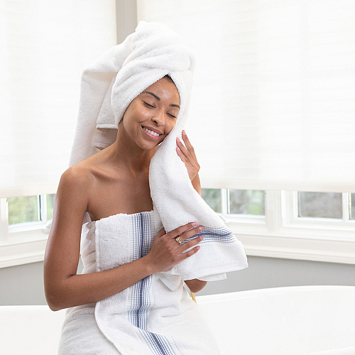 Aston & Arden Turkish Striped Bath Towel 30x60 Crystal - Pack Of 2 (BT-STT-3060-18-CYT)