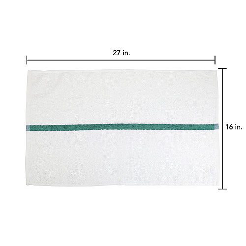 Power Gym Hand Towel 16x27 Green Stripe - Pack Of 12 (PWR-1627-3GRCS)