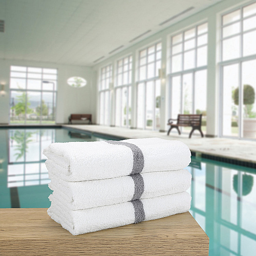 Power Gym Bath Towel 22x44 Gray Stripe, Case Of 60 (PWR-2244-6GYCS-CS)