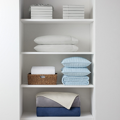 Host & Home Microfiber Fitted Sheets Queen - Ivory W/ Blue Hem - Pack Of 6 (P-MFS-608012-IV)
