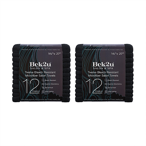 Terry Microfiber Salon Towel 16x27 Black - Pack Of 24 (M915109BK)