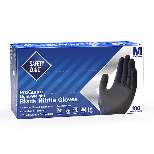 Safety Zone Nitrile Powder Free 6 Mil Exam Gloves Black Med, Case Of 1000 (GNPR-MD-1-K)