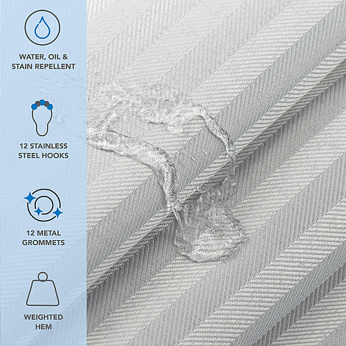 Host & Home Poly Shower Curtain Set 72x72 Damask Light Grey - Case Of 12 (SCSETD-7272-LG)