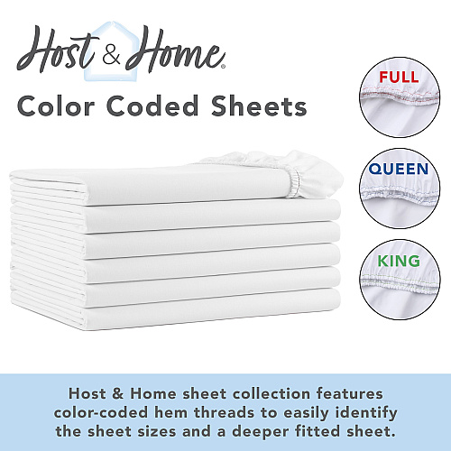 T200 Fitted Bed Sheets White Full - Case Of 24 (T200-548012)