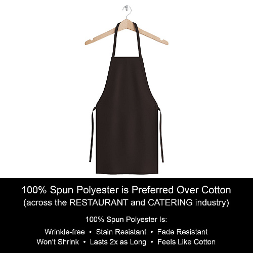 Mariposa Bib Apron 33x30 Black - Pack Of 12 (APRN-B-SPUN)